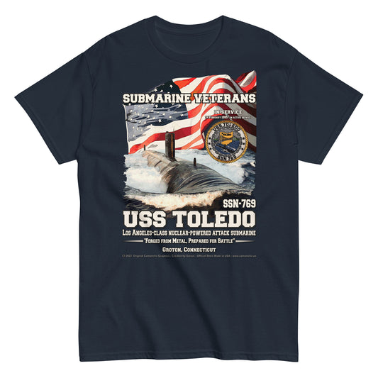 USS TOLEDO SSN-769 Attack Submarine T-shirt, Comancha Military Tee,