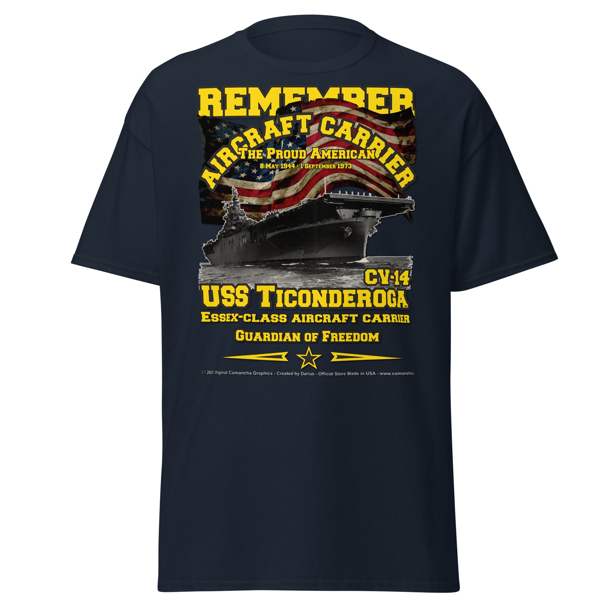 USS TICONDEROGA CV-14 Aircraft Carrier Veterans tee, Comancha T-Shirts,