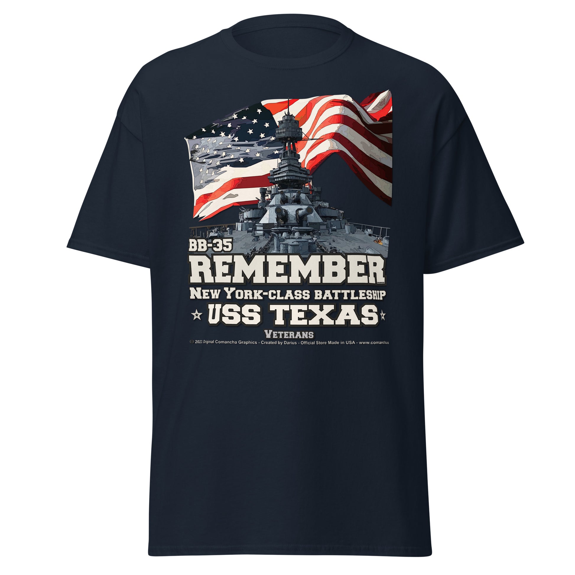 Remember USS TEXAS BB-35 Battleship Veterans T-shirts, Comancha Graphics,