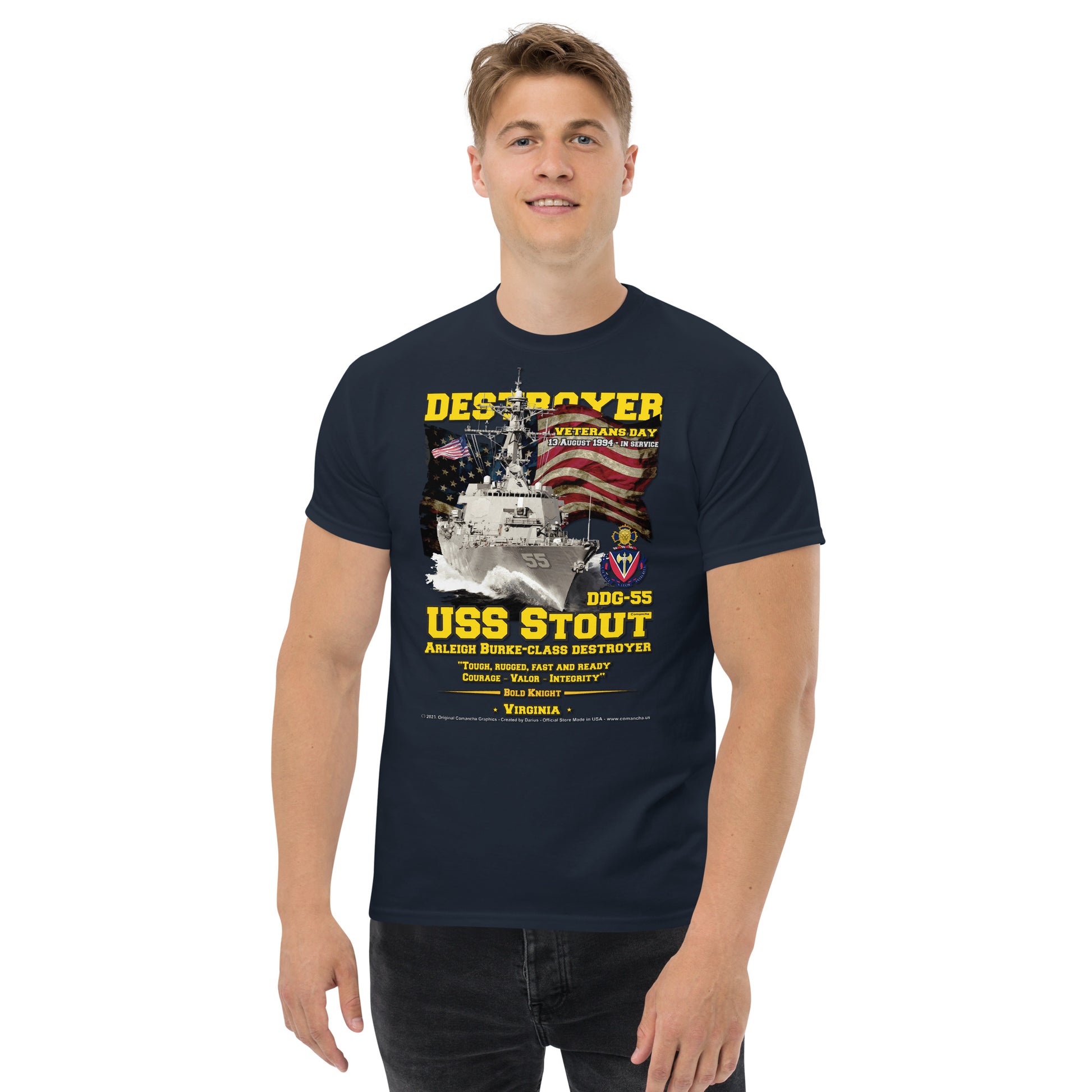 USS STOUT DDG-55 Destroyer Veterans Tee, Comancha Navy T-shirts,