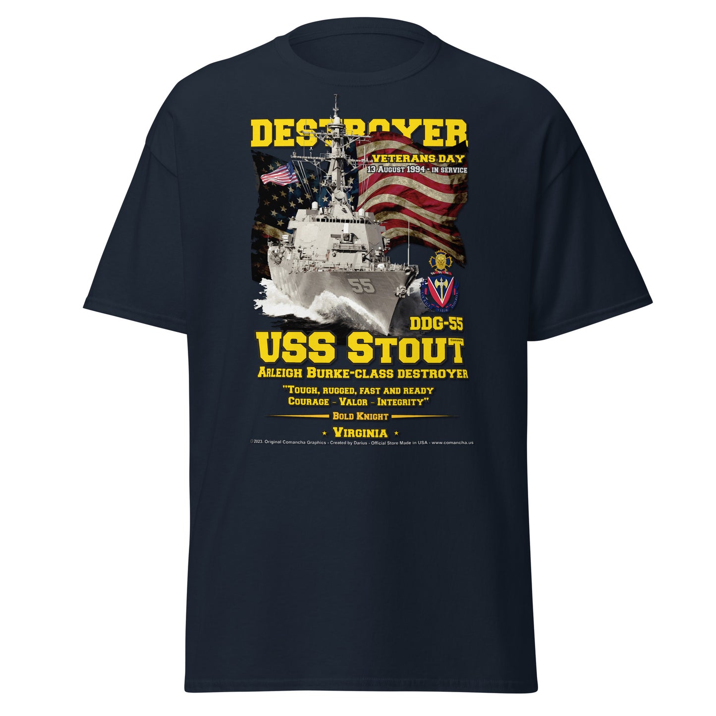 USS STOUT DDG-55 Destroyer Veterans Tee, Comancha Navy T-shirts,