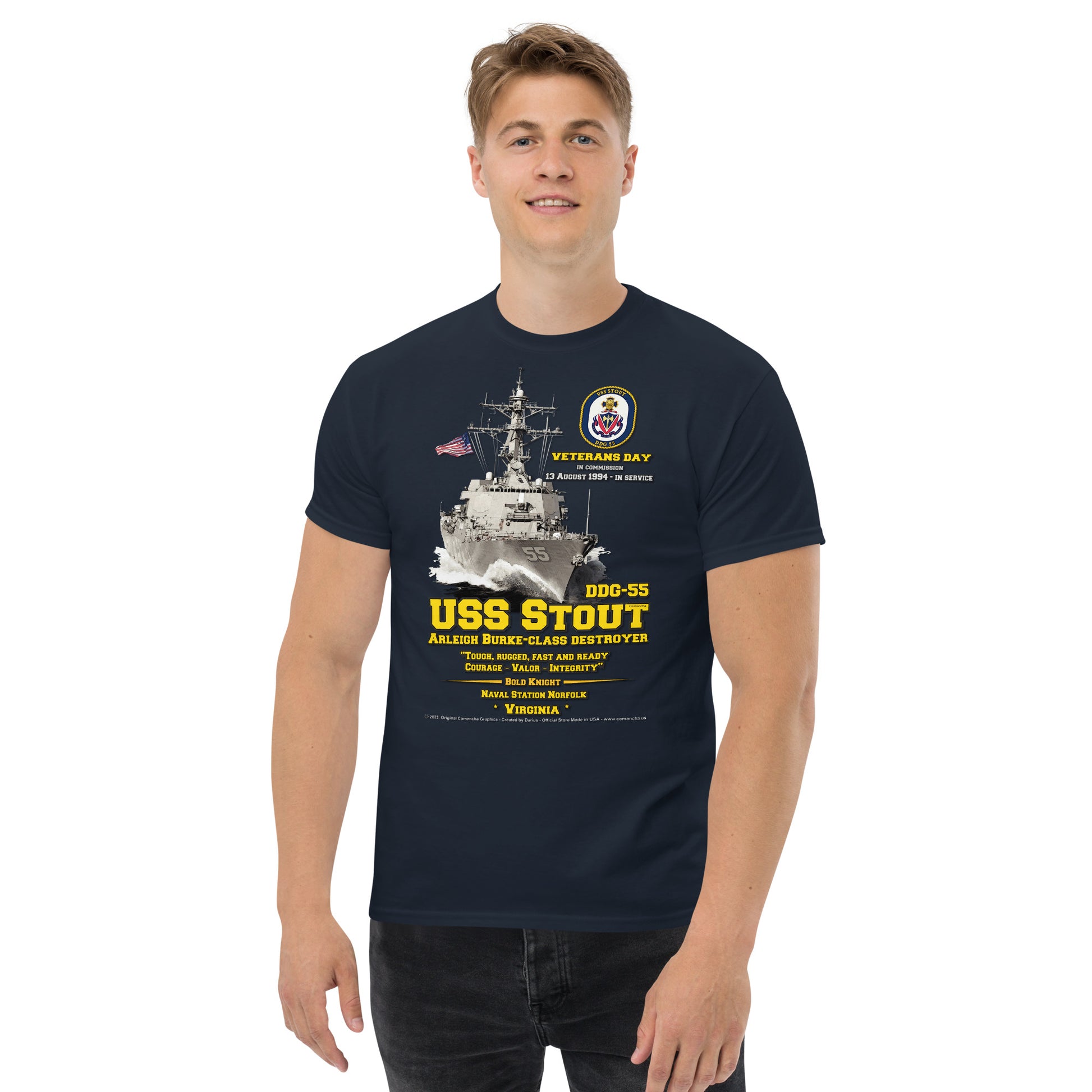 USS STOUT DDG-55 Destroyer Veterans Tee, Comancha Navy T-shirts,