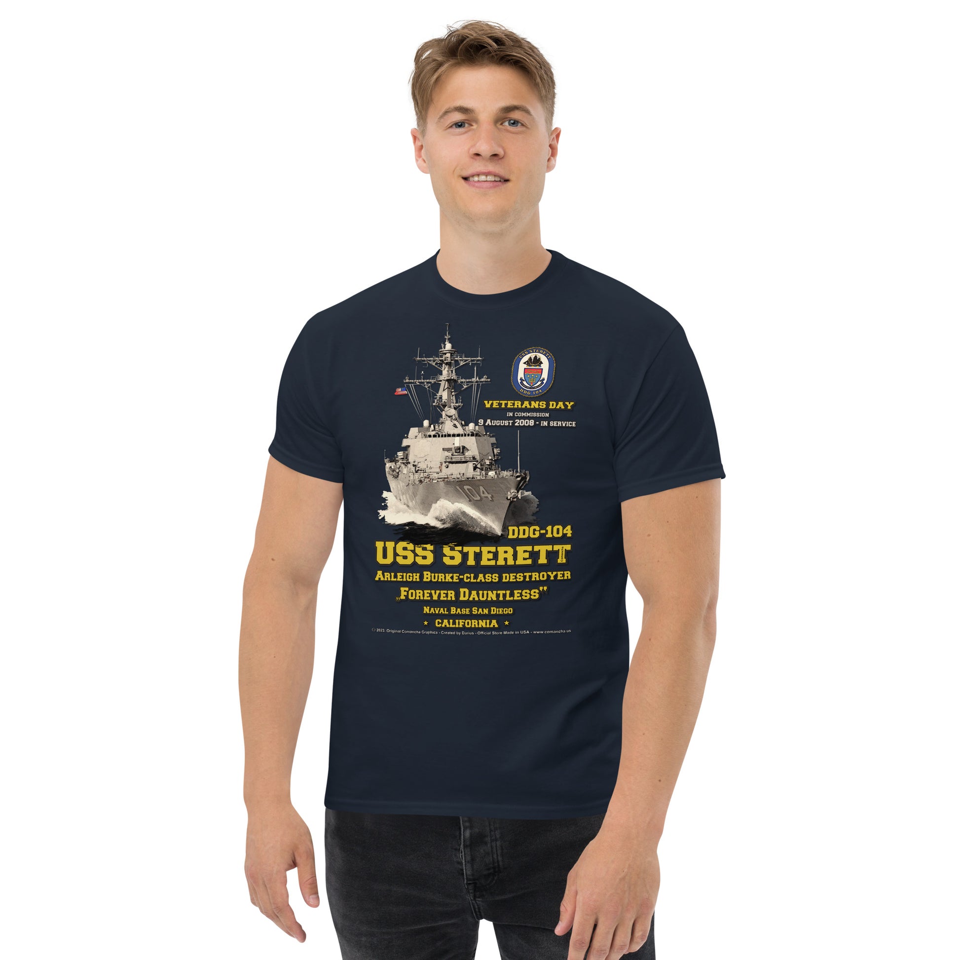 USS STERETT DDG-104 Destroyer Veterans Tee, Comancha Navy Tee,