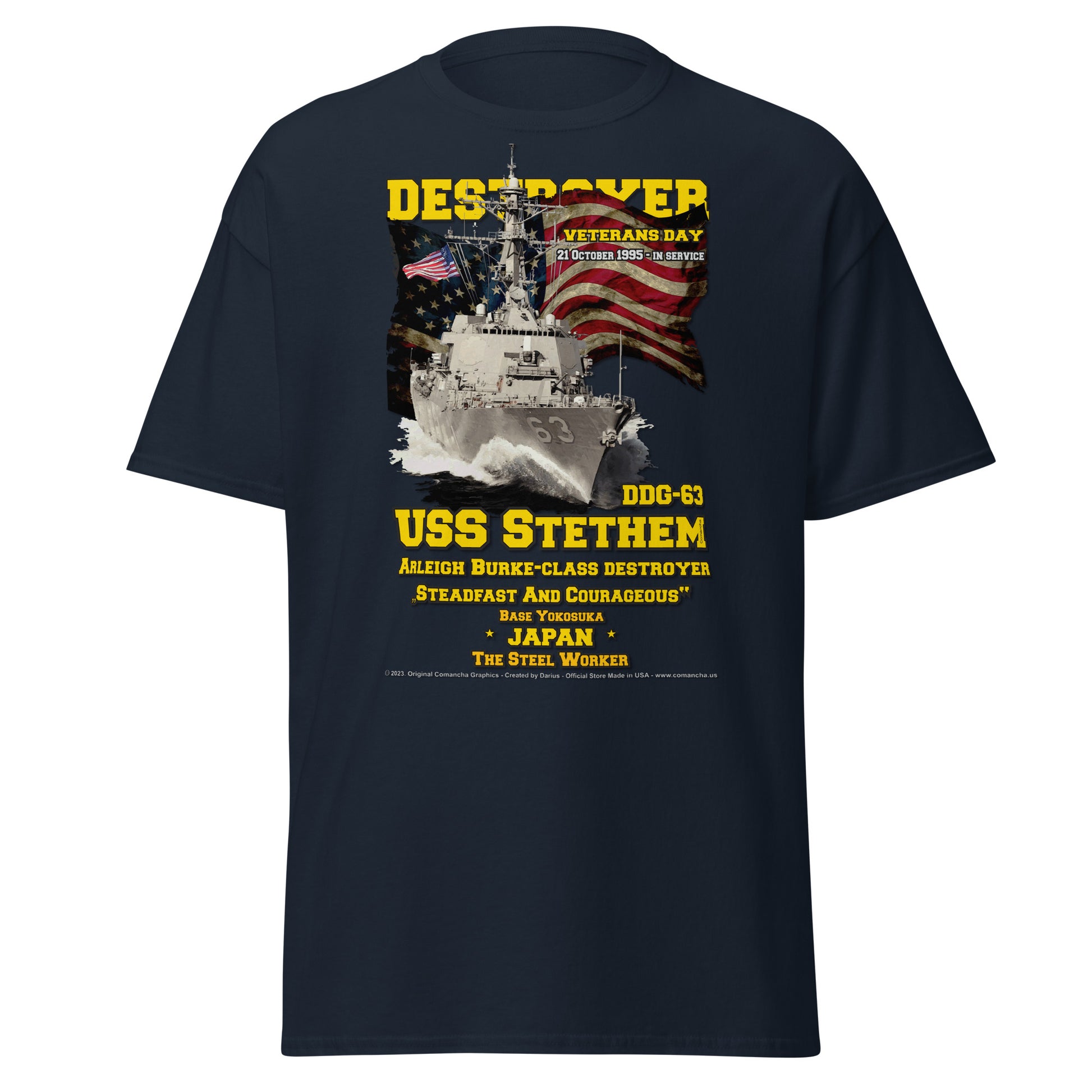 USS STETHEM DDG-63 Destroyer Veterans Tee, Comancha Navy Tees,