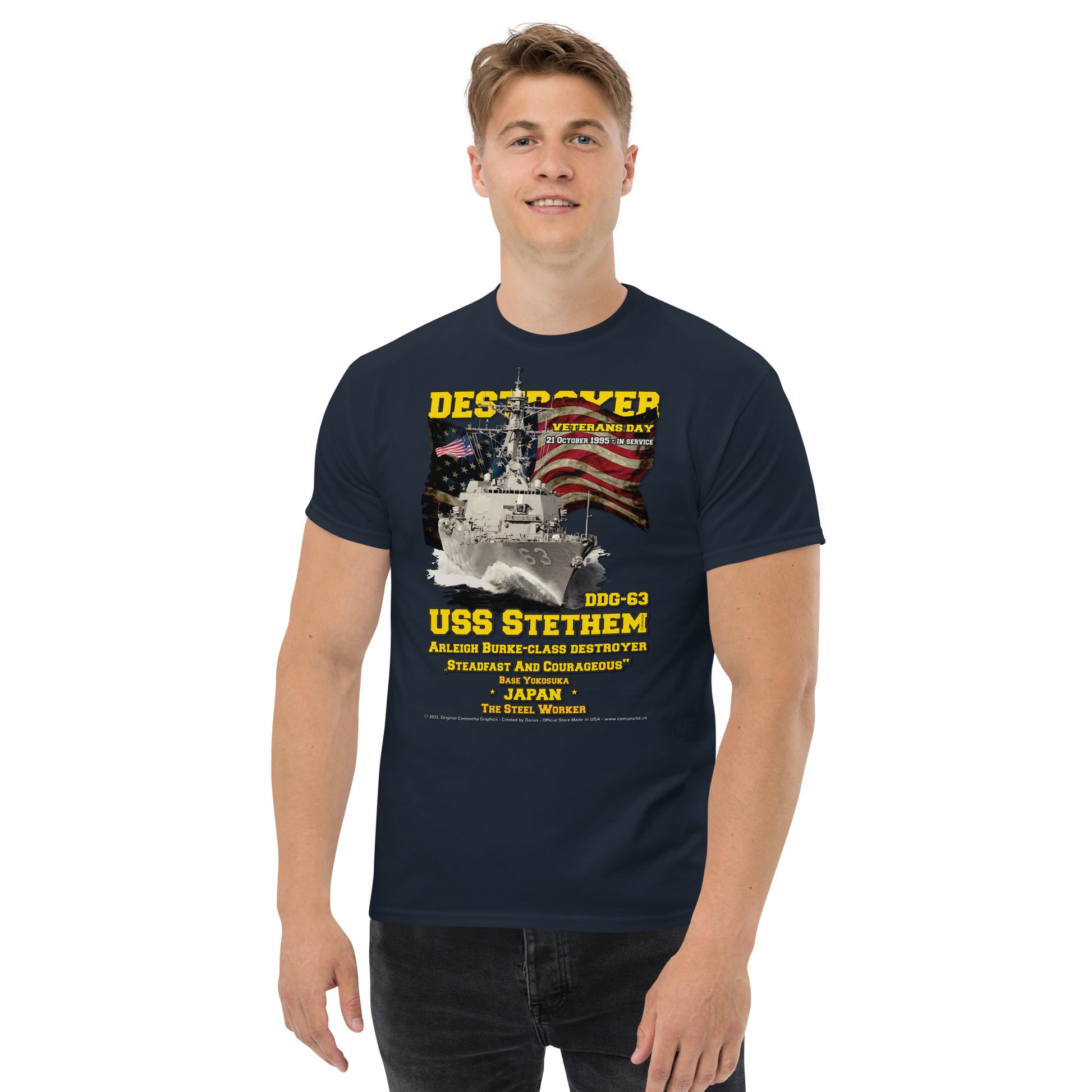 USS STETHEM DDG-63 Destroyer Veterans Tee, Comancha Navy Tees,