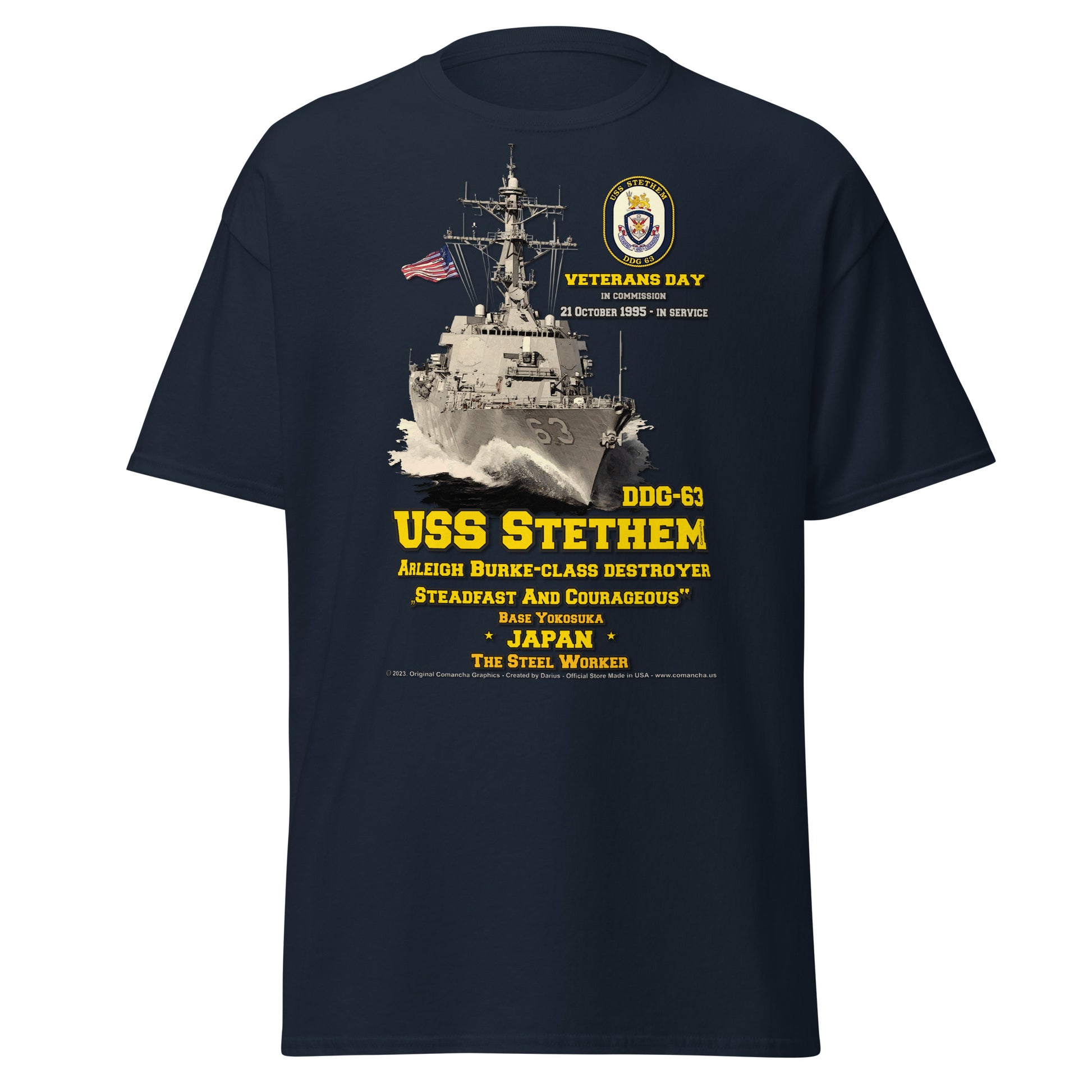 USS STETHEM DDG-63 Destroyer Veterans Tee, Comancha Navy Veterans tees,