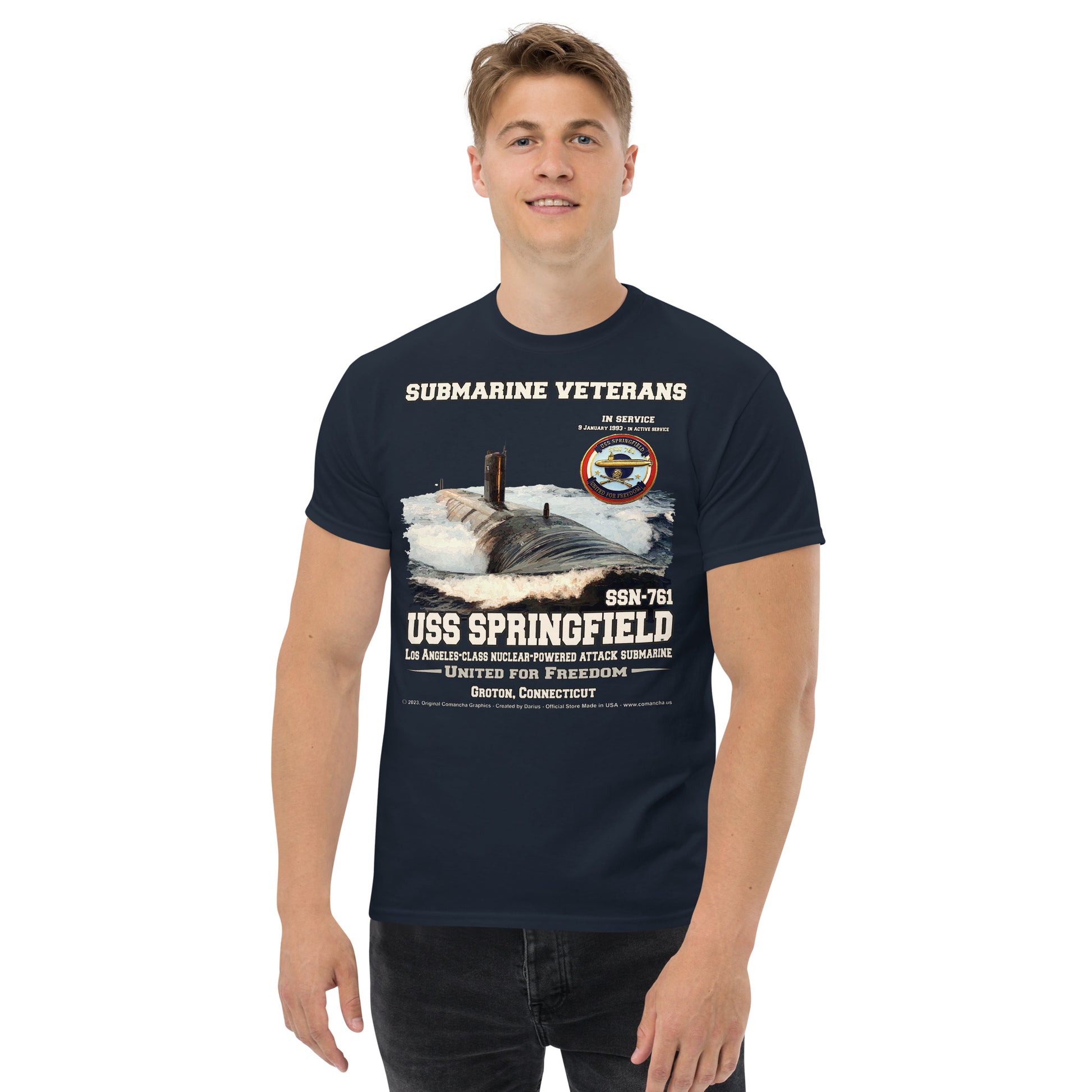 USS SPRINGFIELD SSN-761 Submarine Veterans tee, Comancha Navy T-shirts,