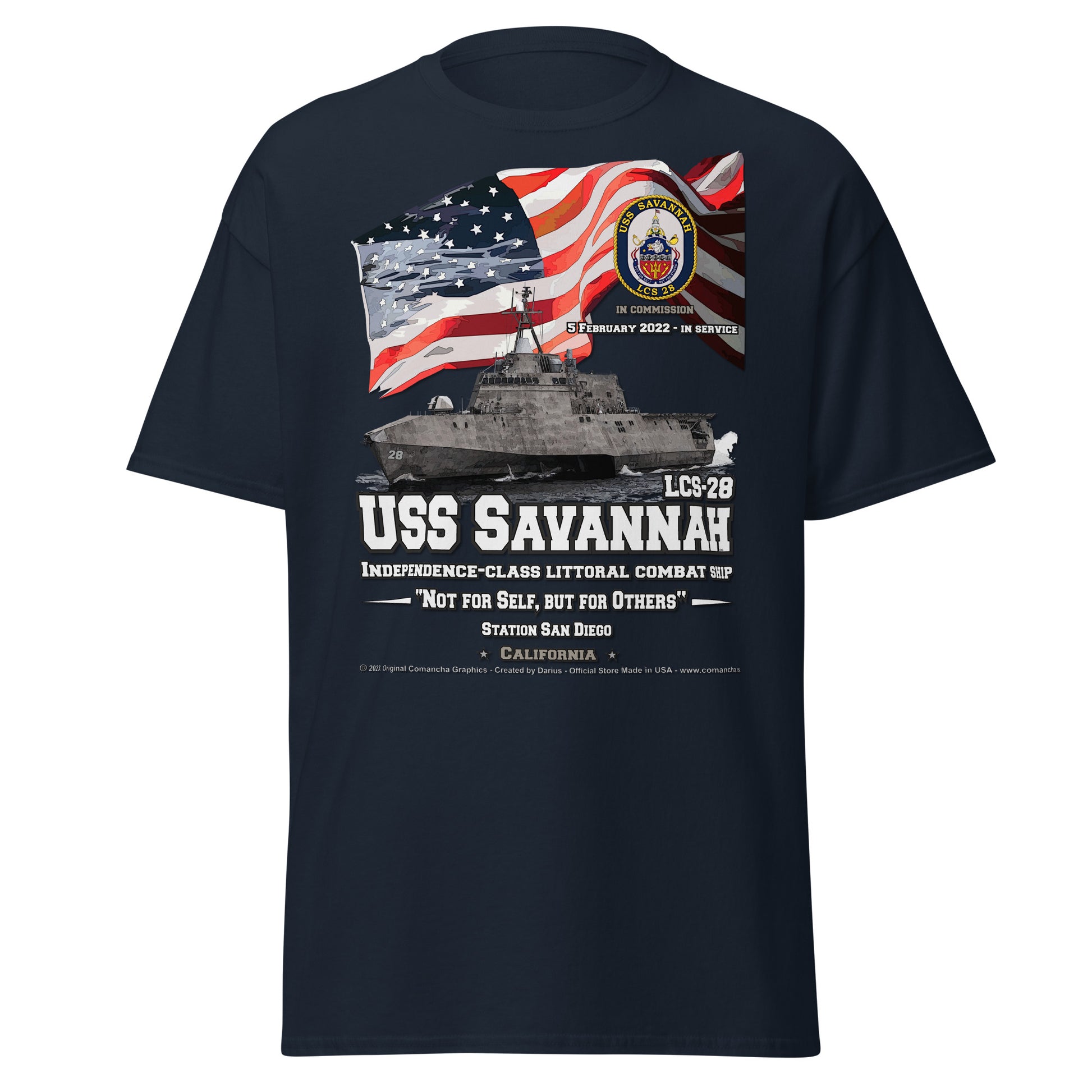 USS SAVANNAH LCS-28 Littoral Combat Ship Veterans tee, Comancha Navy T-shirts,