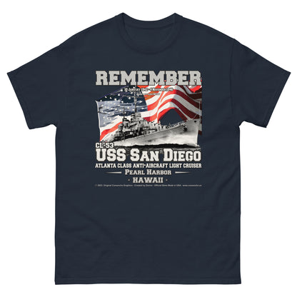 USS SAN DIEGO CL-53 Light Cruiser Veterans classic t-shirt, Comancha t-shirts,