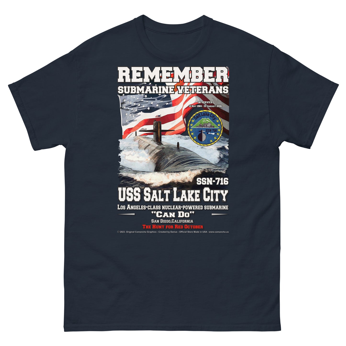 USS SALT LAKE CITY SSN-716 Submarine Veterans classic t-shirt, Comancha T-shirt,