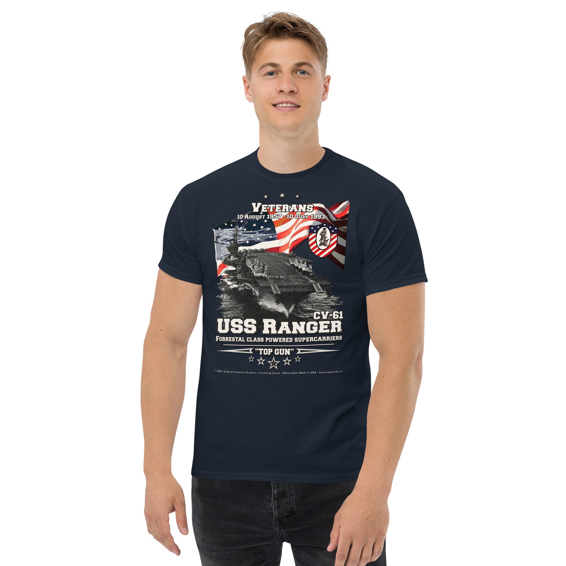 USS RANGER CV-61 Aircraft Carrier Veterans classic T-shirt, Comancha T-Shirts,