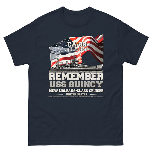 USS QUINCY CA-39 Cruiser Veterans Classic T-Shirt, Comancha Navy T-shirts,