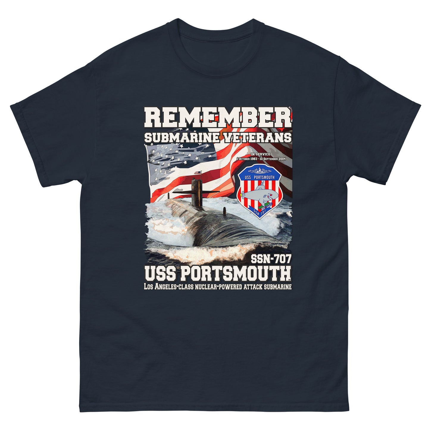 USS PORTSMOUTH SSN-707 Submarine Veterans Classic T-Shirt, Comancha Navy T-Shirts,