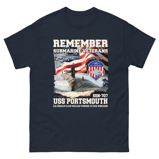 USS PORTSMOUTH SSN-707 Submarine Veterans Classic T-Shirt, Comancha Navy T-Shirts,