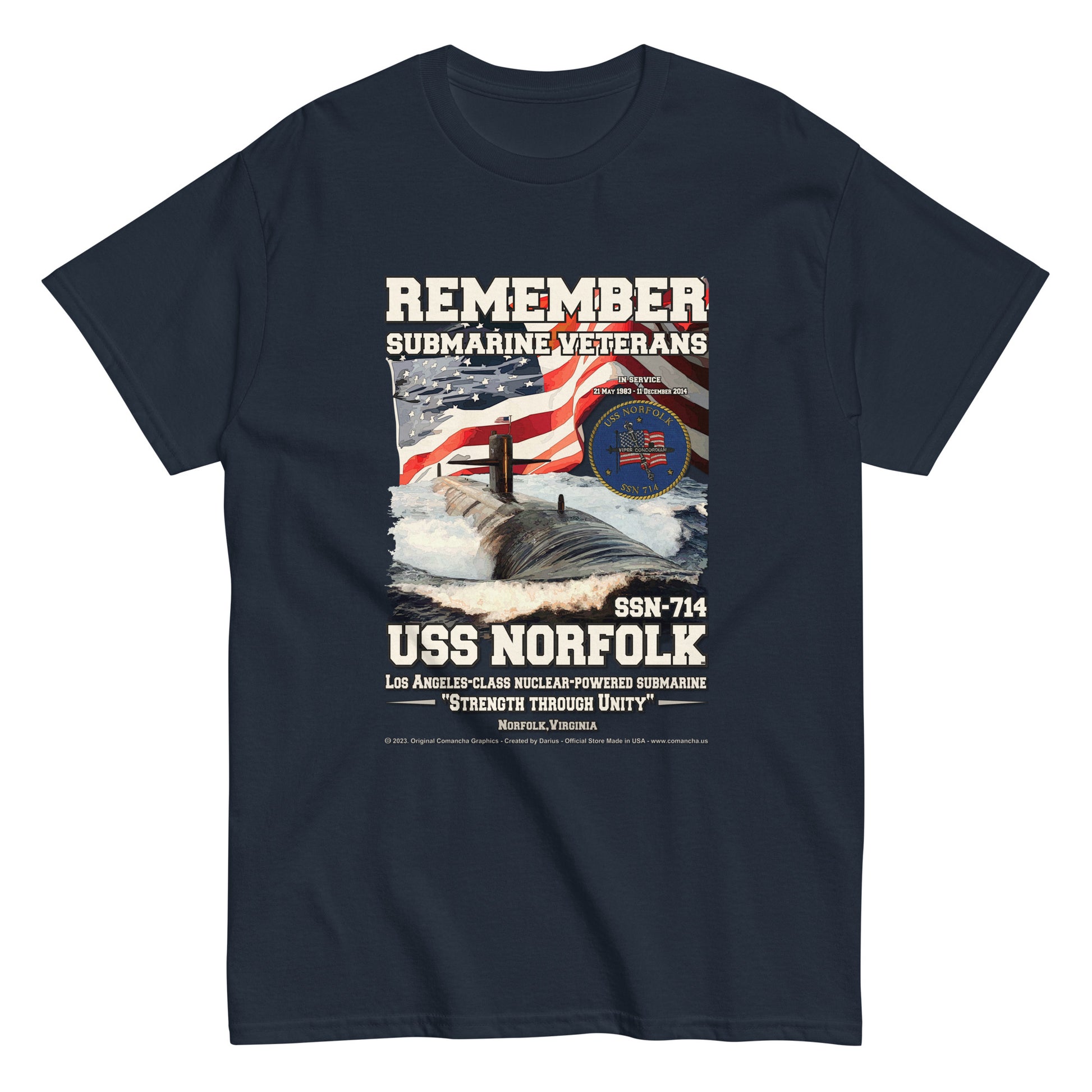 USS NORFOLK SSN-714 Submarine Veterans Day T-shirt, Comancha,