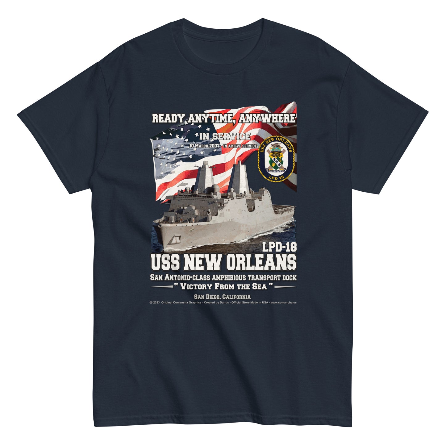 USS NEW ORLEANS CL-32 Cruiser Veterans t-shirt, Comancha T-shirts,