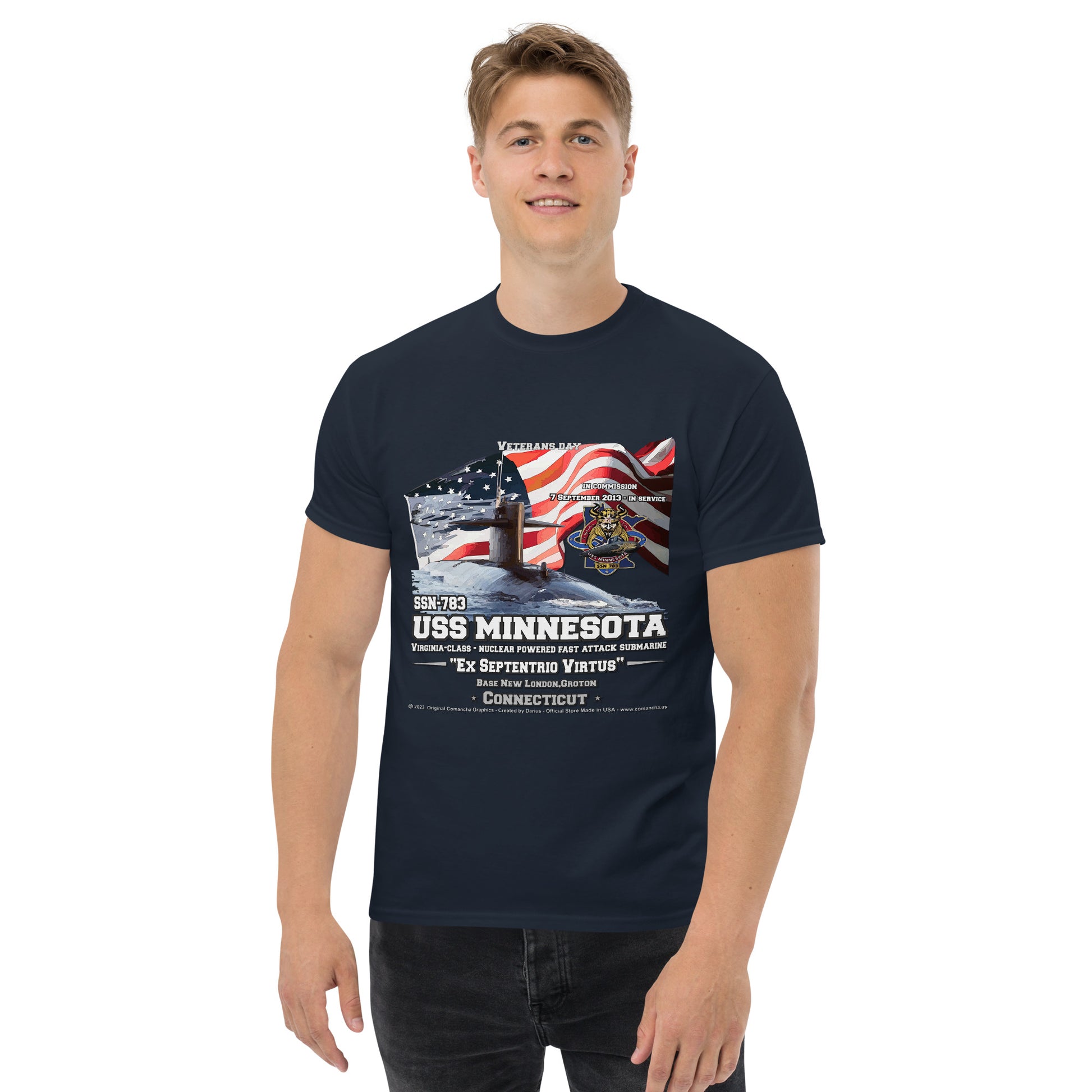 USS MINNESOTA SSN-783 Submarine Veterans T-Shirt, Comancha Navy Veterans T-Shirt