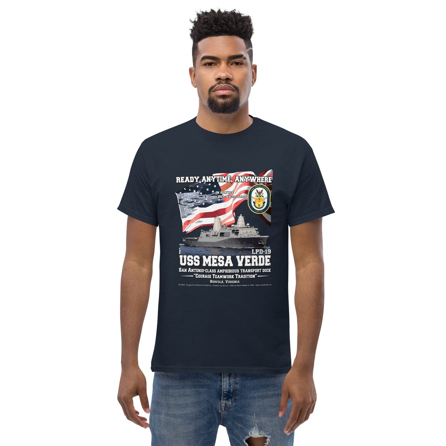 USS MESA VERDE LPD-19 Amphibious Transport Dock Classic T-Shirt, Comancha Navy T-shirts,