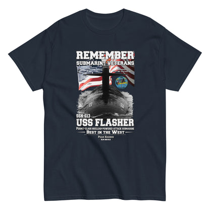 USS FLASHER tee, USS FLASHER veterans tee,USS FLASHER SSN-613 Submarine Veterans Classic Tee, Comancha Navy Design, Online shop,