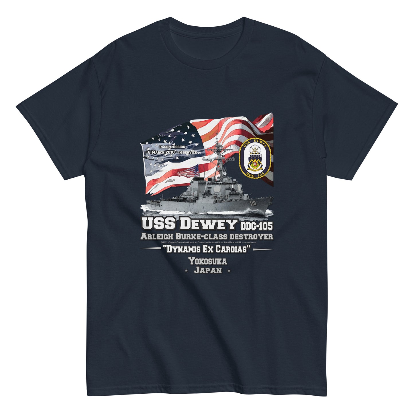 USS DEWEY DDG-105 tee, Destroyer Veterans Classic Tee,