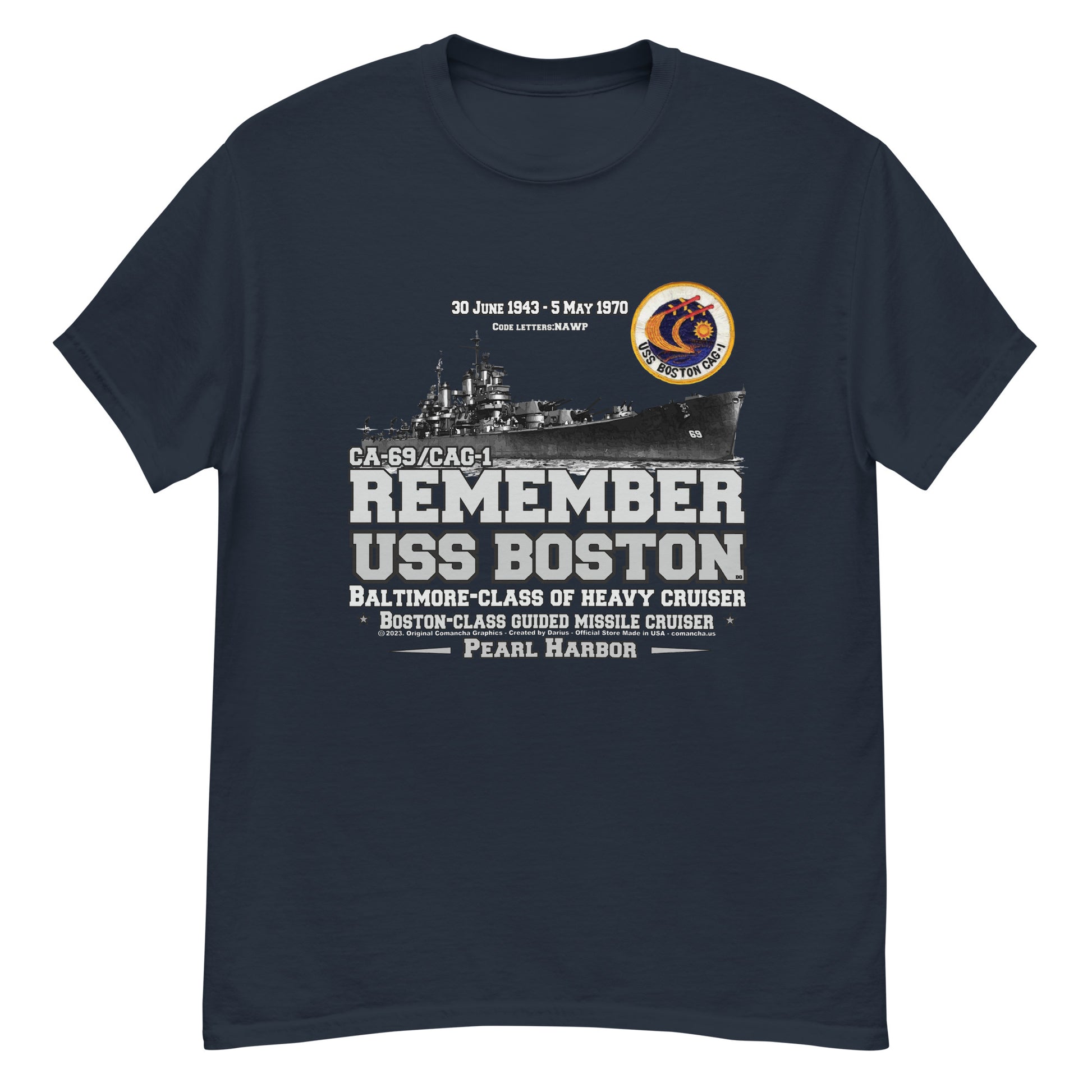 USS BOSTON t-shirt,USS BOSTON CA-69 t-shirt, Cruiser Veterans t-shirt, Comancha T-shirts,