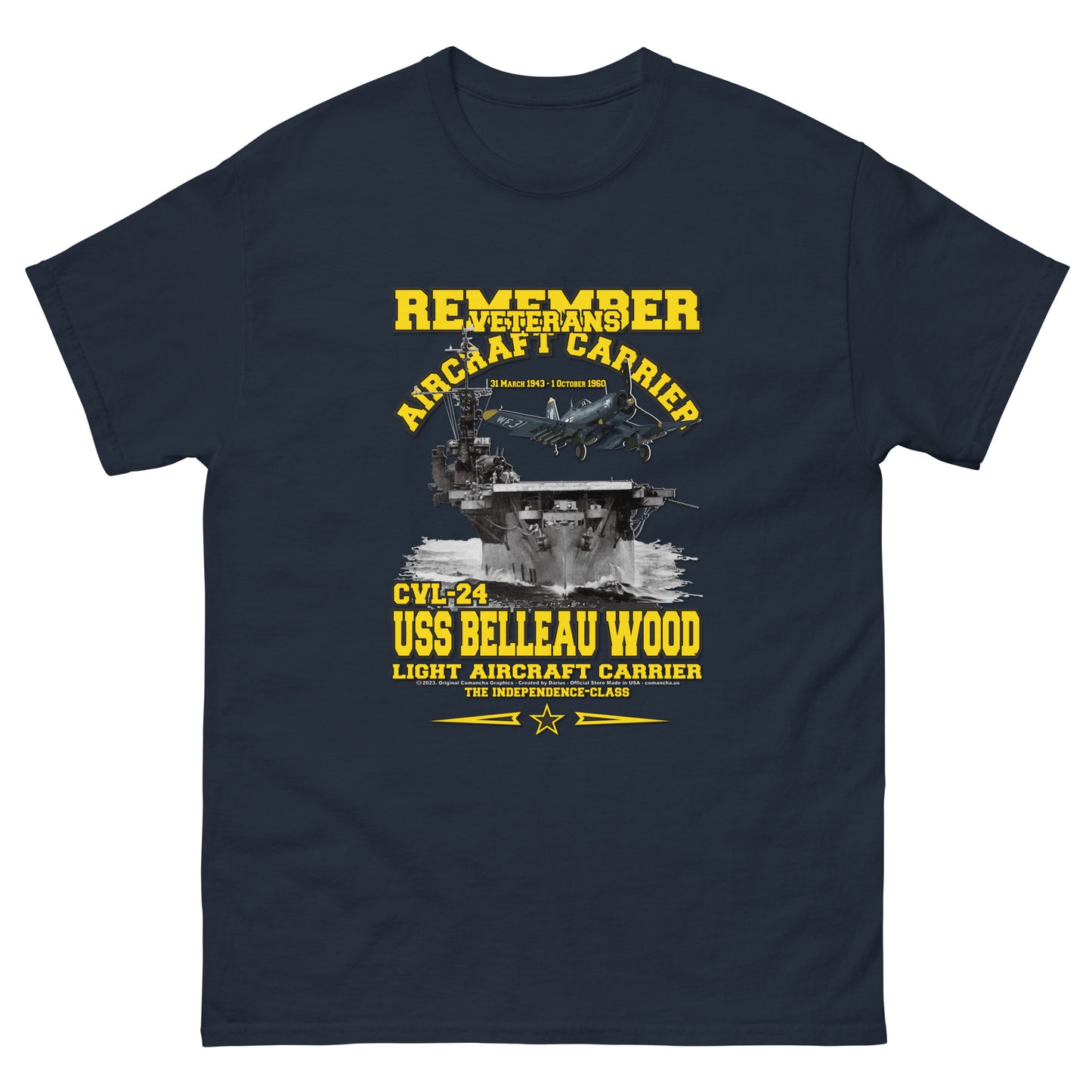 USS BELLEAU WOOD tee,USS BELLEAU WOOD CVL-24 tee, Aircraft Carrier Veterans T-shirt, US Aircraft carrier veterans Tee,