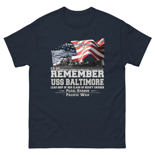 USS BALTIMORE CA-38 tee, USS BALTIMORE t-shirt, US Navy T-shirt,USS BALTIMORE CA-38 Heavy Cruiser Veterans T-shirt, Comancha Navy Tees,