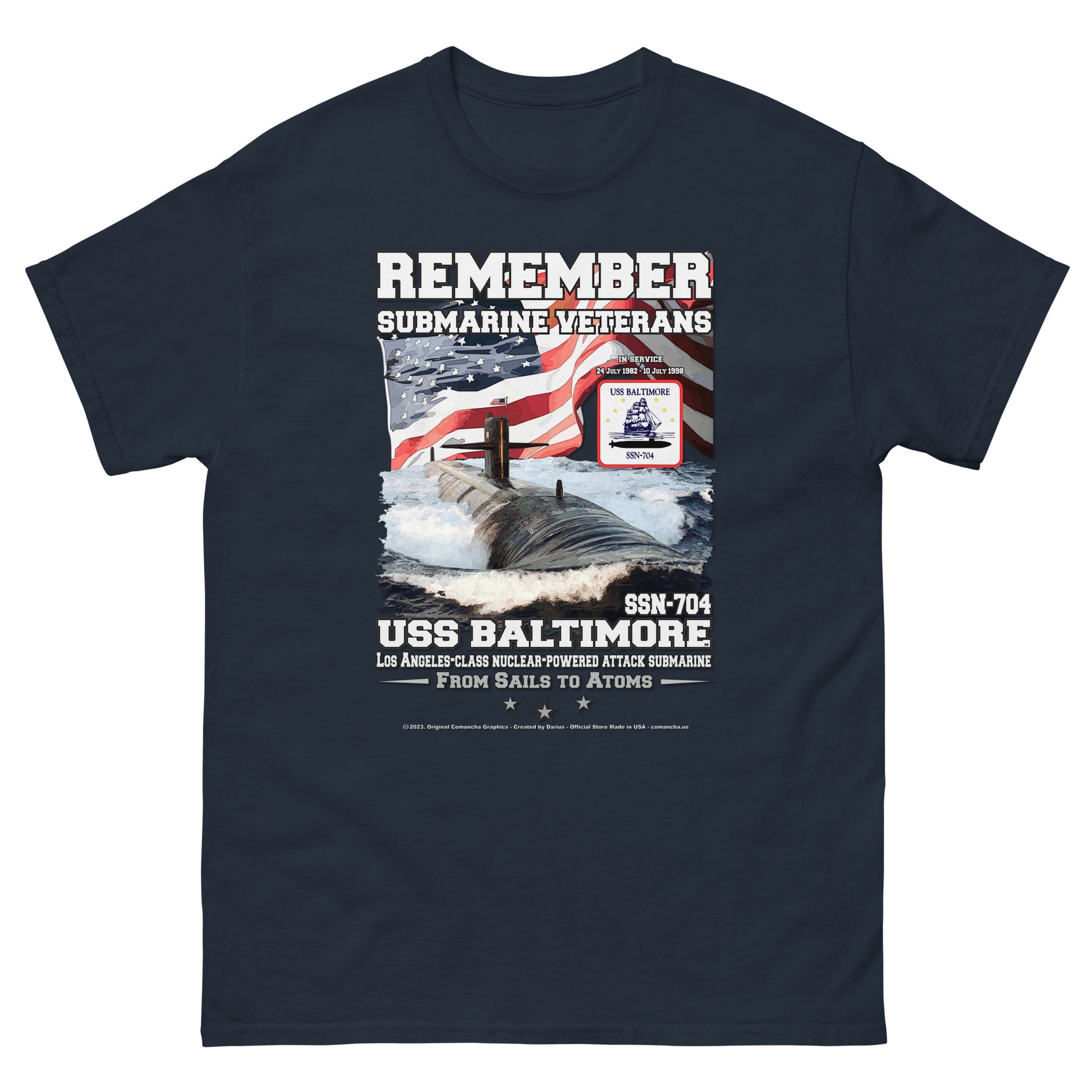 USS BALTIMORE t-shirt,USS BALTIMORE SSN-704 t-shirt, Submarine Veterans T-shirt, Comancha Navy T-shirts, us navy t-shirt,