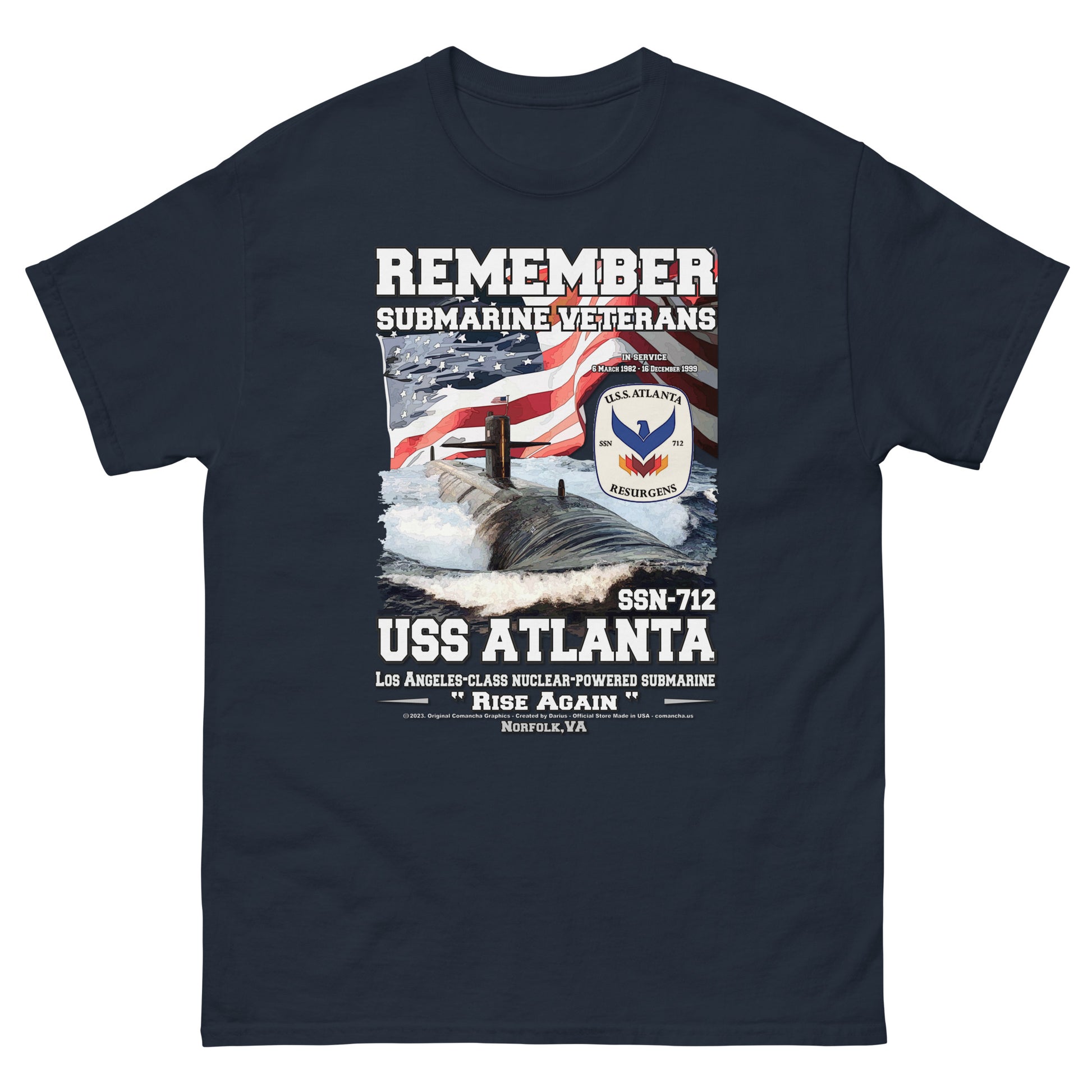 USS ATLANTA tee,USS ATLANTA SSN-712 t-shirt, Submarine Veterans T-shirt, USS ATLANTA Veterans Tee, comancha T-shirt, us navy t-shirt,