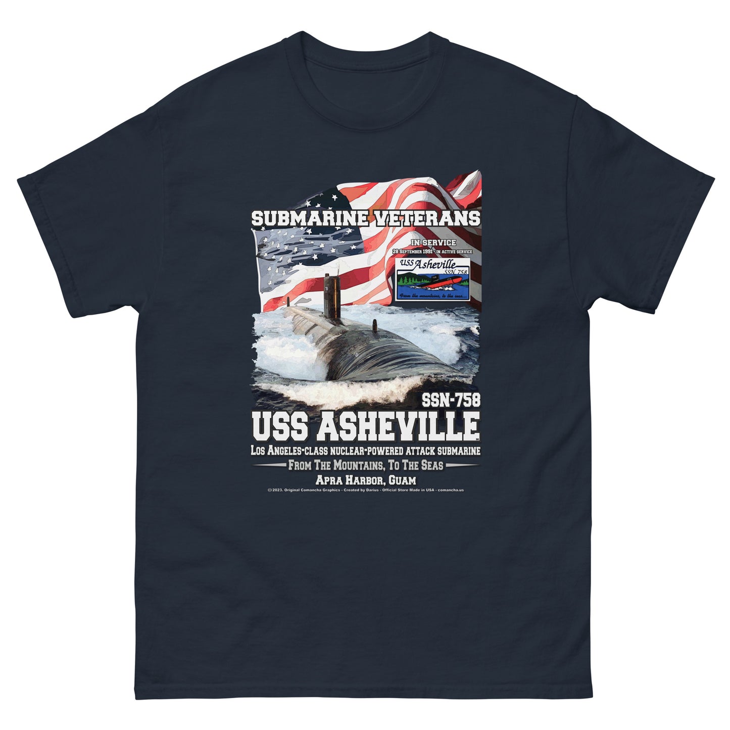 USS ASHEVILLE veterans t-shirt, USS ASHEVILLE SSN-758 t-shirt, Submarine Veterans T-shirt, USS ASHEVILLE SSN-758 Veterans Tee, Comancha T-shirt,