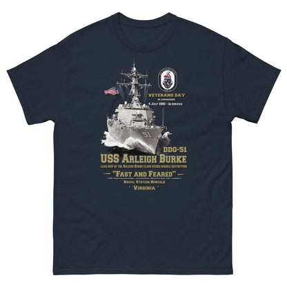 USS ARLEIGH BURKE DDG-51 t-shirt, USS ARLEIGH BURKE DDG-51 Veterans,USS ARLEIGH BURKE DDG-51 Destroyer Tee, Comancha Navy tees, US Navy T-shirt, US Navy veterans T-shirt,