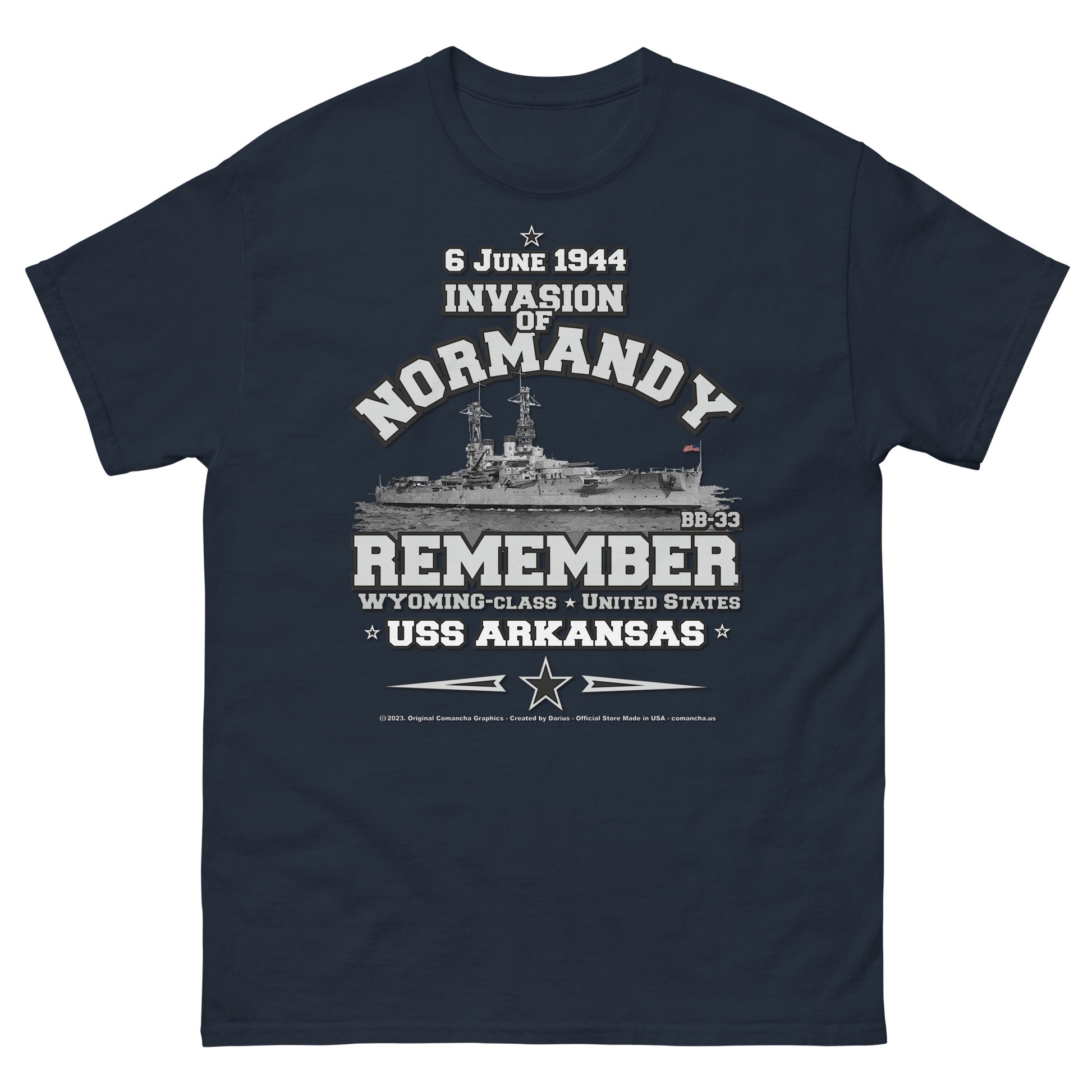 USS ARKANSAS BB-33 Battleship Veterans Tee, USS ARKANSAS D-DAY T-shirt, comancha t-shirt, USS ARKANSAS Veterans T-shirt, US Navy T-shirt, DDAY Veterans tee,