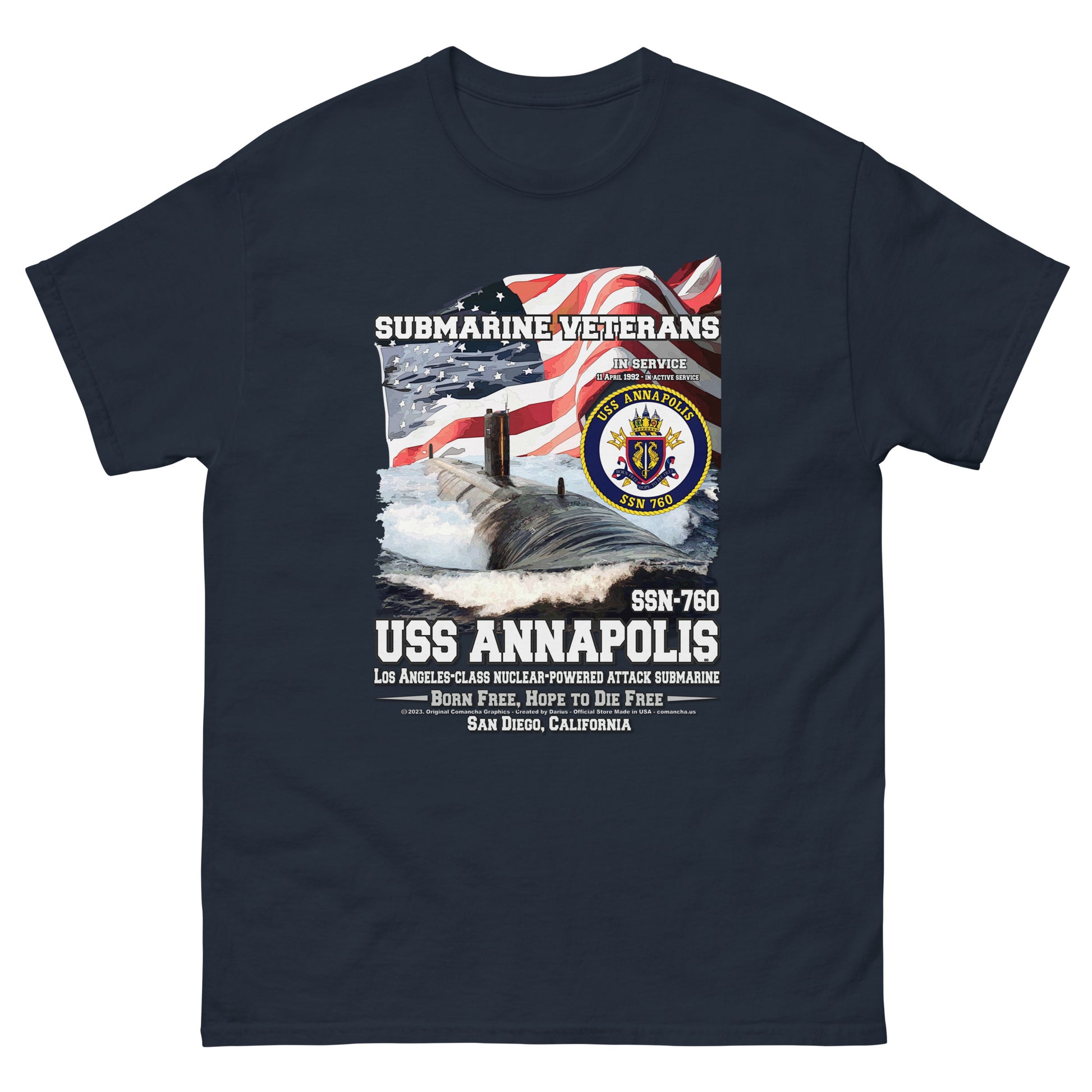 USS ANNAPOLIS veterans t-shirt,USS ANNAPOLIS SSN-760 t-shirt, Submarine Veterans Tee, USS ANNAPOLIS T-Shirt, Comancha military t-shirt, US Navy t-shirt, US Navy veterans t-shirt,