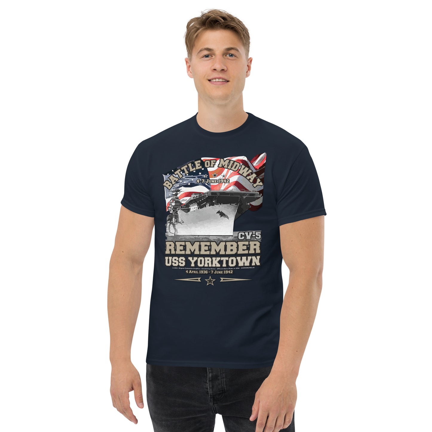 USS YORKTOWN t-shirt, USS YORKTOWN CV-5 t-shirt, USS YORKTOWN CV-5 Battle of Midway T-shirt, USS Yorktown Tee, US navy T-shirt,Comancha,