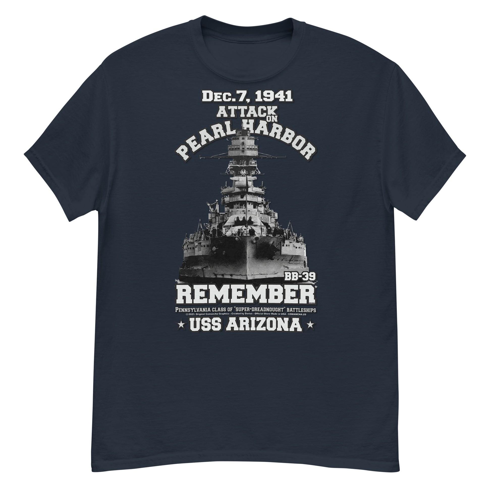 Pearl Harbor USS ARIZONA BB-39 tee,USS ARIZONA Battleship T-shirt,USS ARIZONA Tee,Remember USS ARIZONA t-shirt, USS ARIZONA memorial tee,comancha tee,