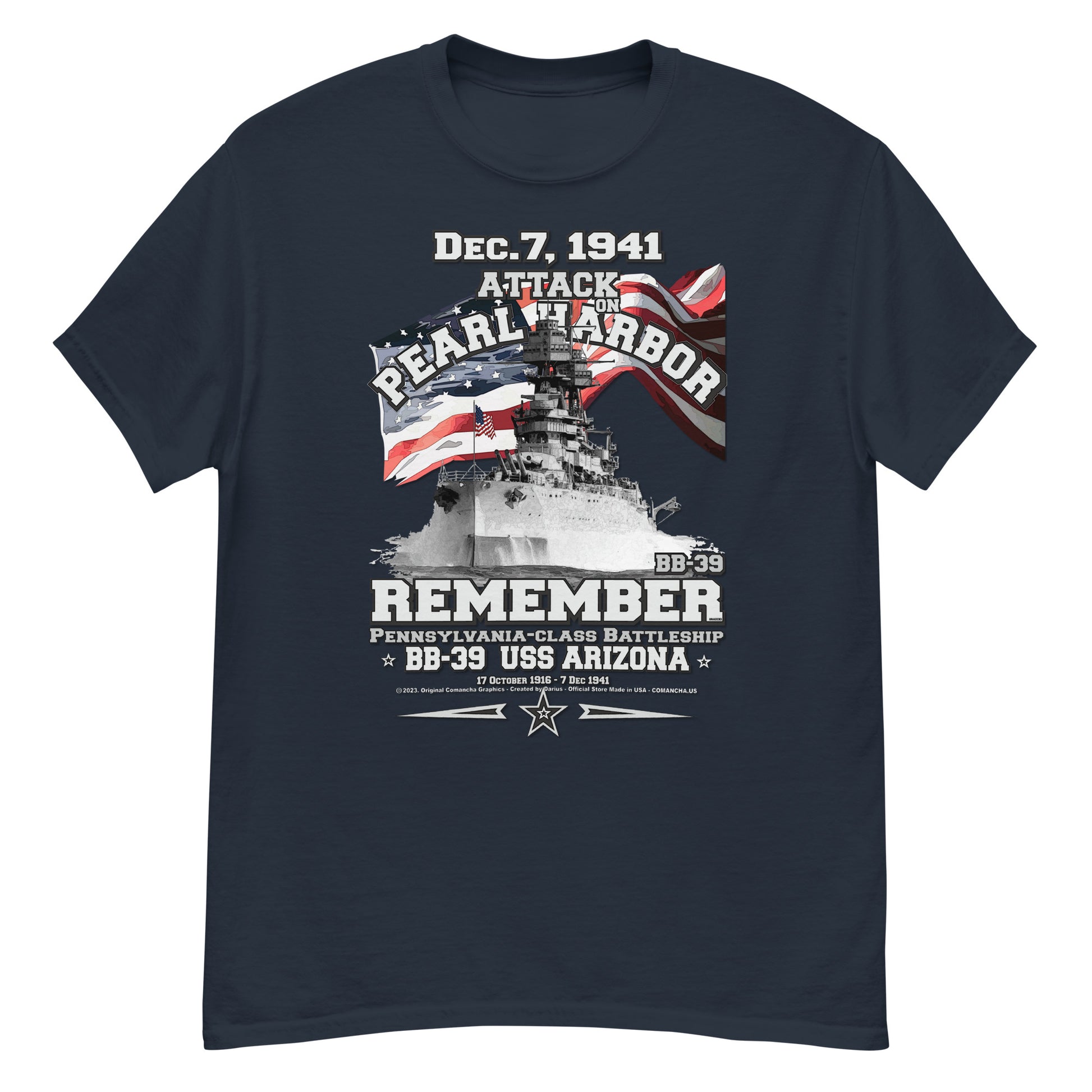 Pearl Harbor USS ARIZONA BB-39 tee,USS ARIZONA Battleship T-shirt,USS ARIZONA Tee,Remember USS ARIZONA t-shirt, USS ARIZONA memorial tee,comancha tee,