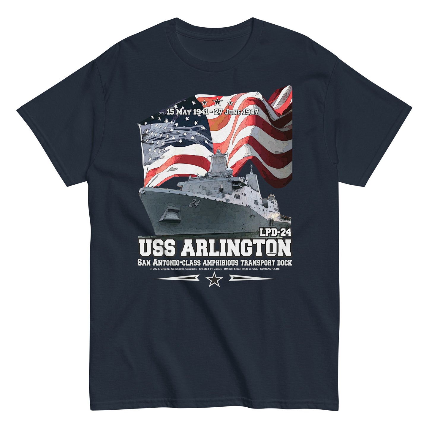 USS ARLINGTON tee,USS ARLINGTON LPD-24 t-shirt, US Navy Veterans T-shirt, US Navy T-shirt, US Navy Veterans T-shirt Comancha T-shirt Shop,