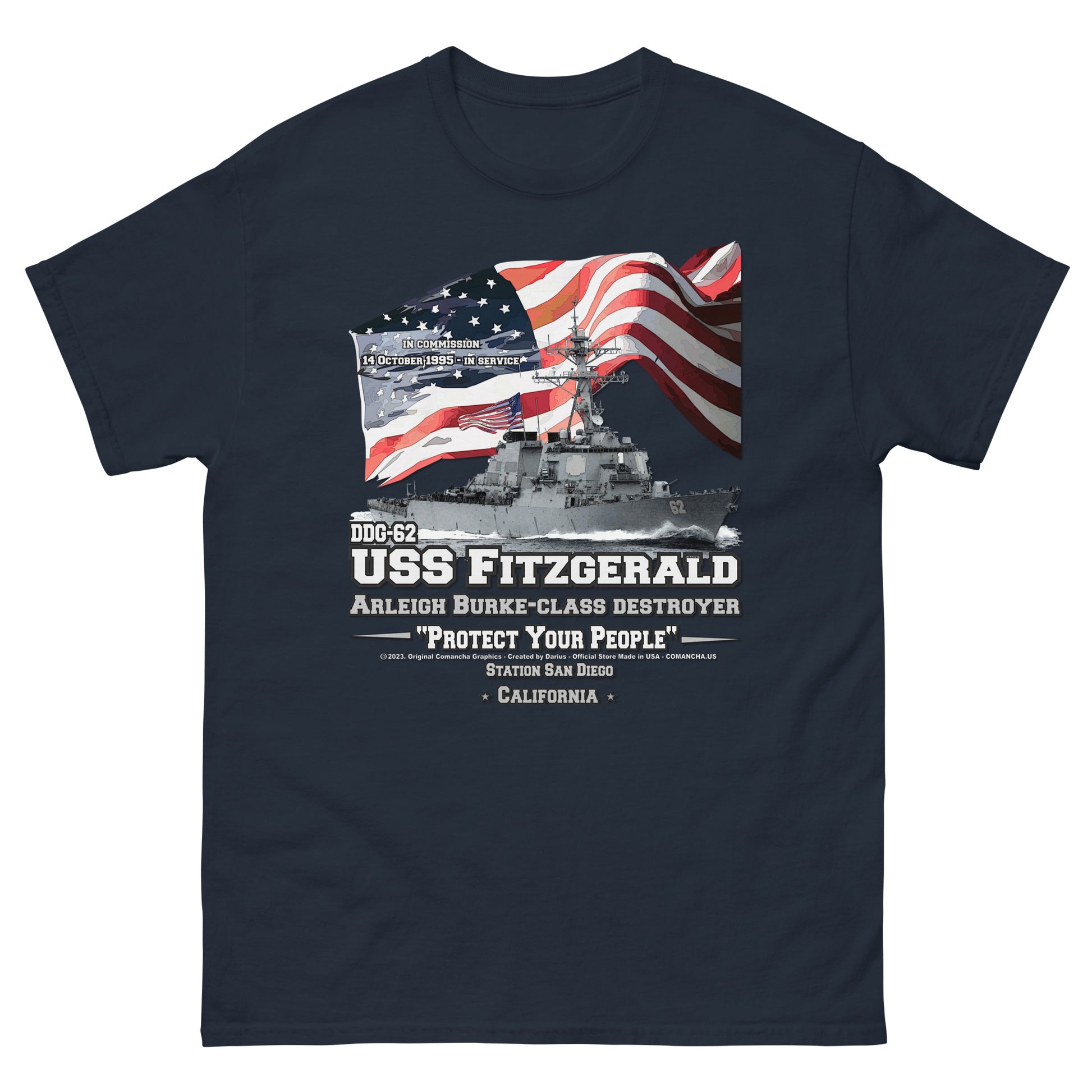 USS FITZGERALD tee, DDG-62, US Navy Veterans T-shirt,USS FITZGERALD DDG-62 US Destroyer Veterans T-shirt, Comancha US navy T-shirt,