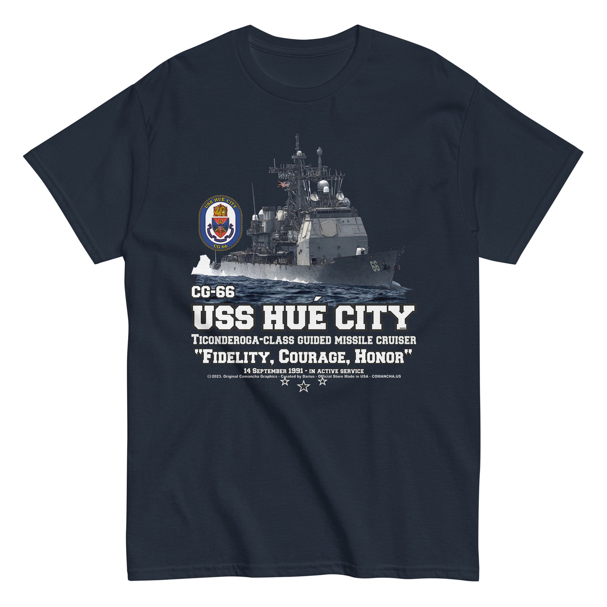 USS HUE CITY CG-66 t-shirt, USS HUE CITY veterans tee,USS HUE CITY CG-66 US Cruiser Veterans T-shirt, US Cruiser Tees, comancha T-shirt Store,