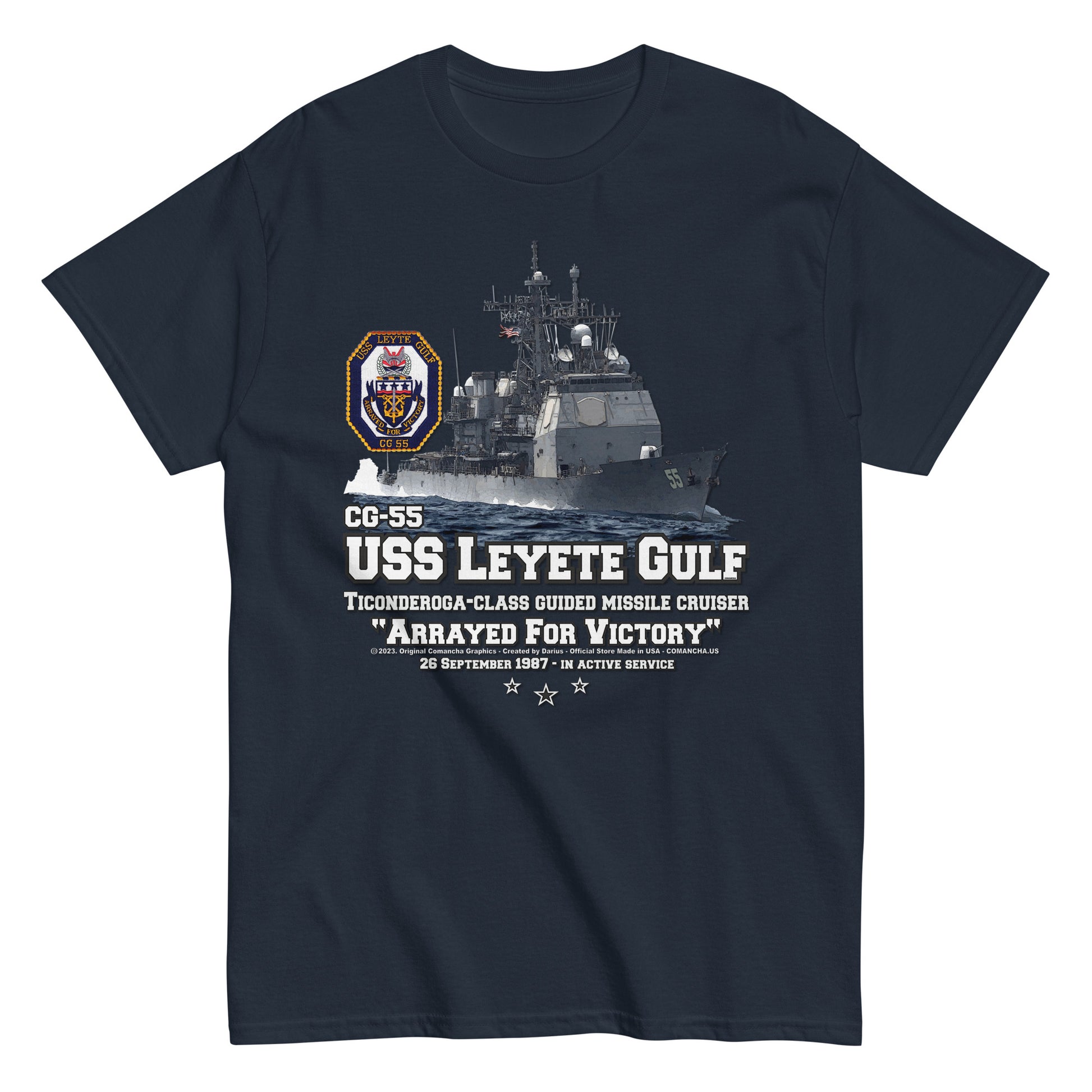 USS LEYETE GULF t-shirt, USS LEYETE GULF cruiser T-shirt,USS LEYETE GULF CG-55 US Navy Cruiser Veterans T-shirt, US Navy Cruiser Tee, Comancha Navy T-shirt,