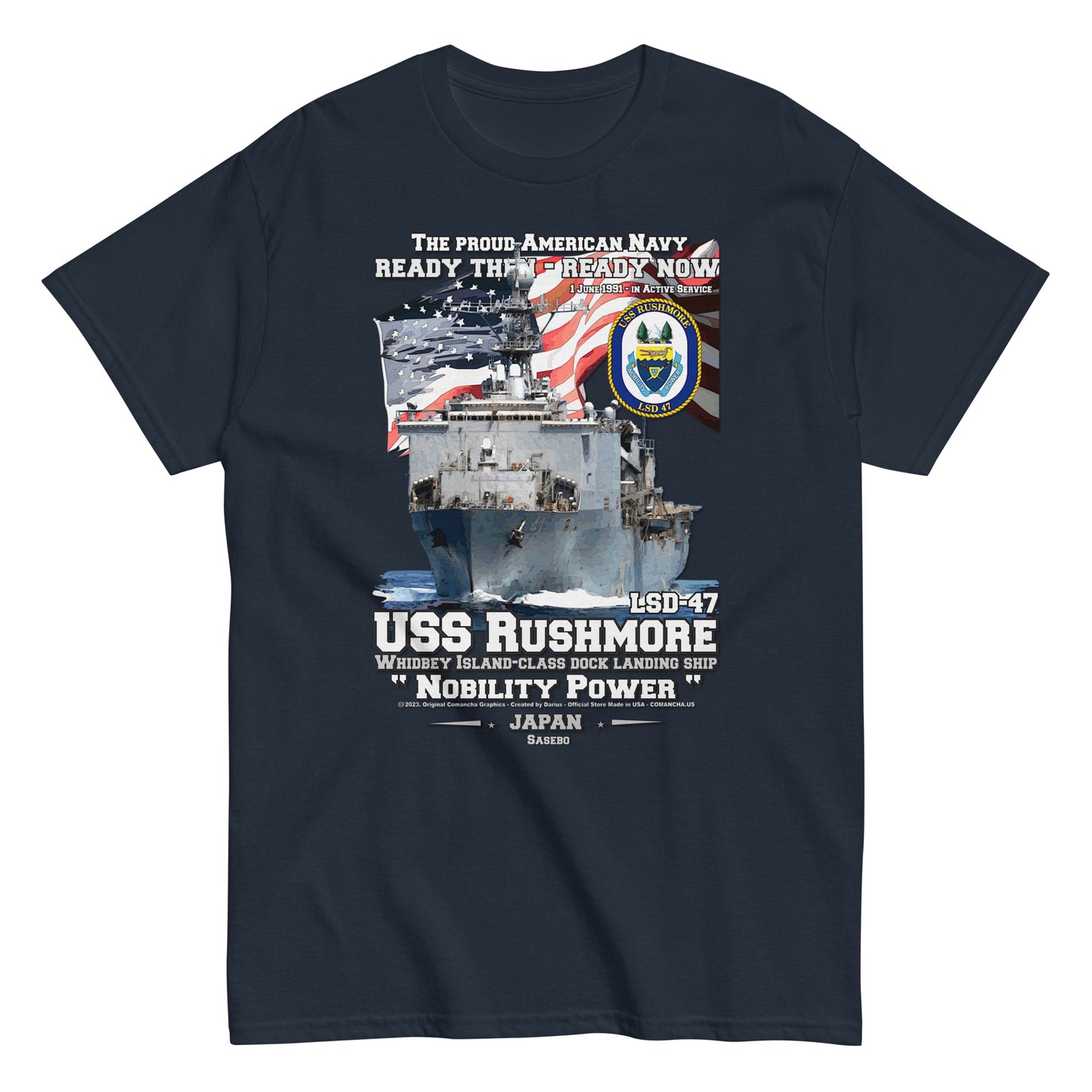 USS RUSHMORE LSD-47 t-shirt, US Navy Dock Landing Ship T-shirt, USS RUSHMORE T-shirt,comancha,us navy t-shirt,