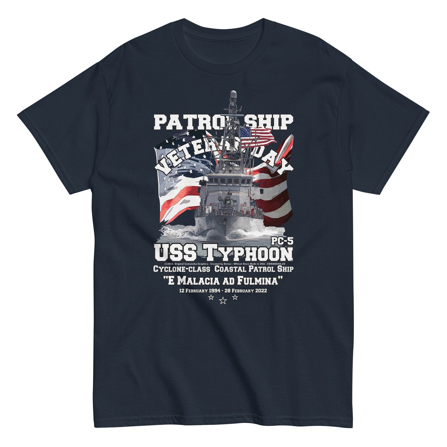 USS TYPHOON PC-5 tee,US Navy tees,Comancha, US Navy Patrol Ship Veterans T-shirt, USS TYPHOON T-shirt,