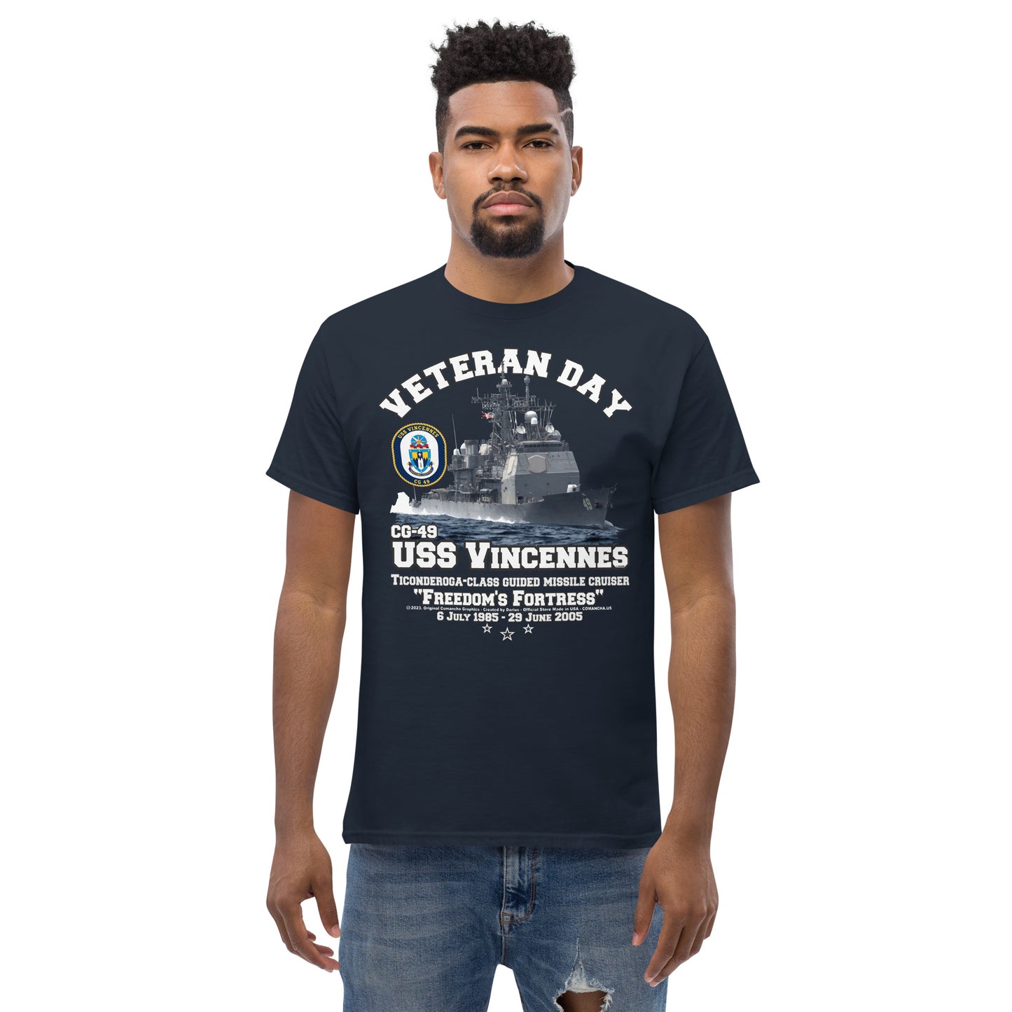 USS VINCENNES CG-49 tee, US Navy Veterans Tee, Comancha, US Navy Cruiser Veterans T-shirt, USS VINCENNES T-shirt,