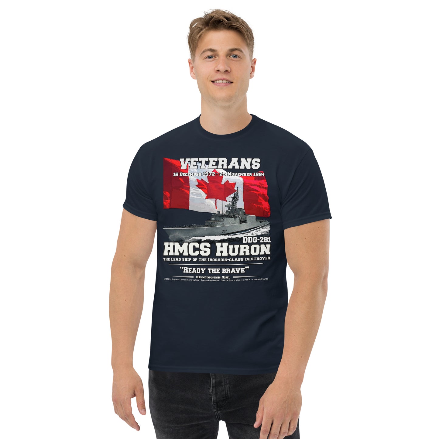 HMCS HURON tee, HMCS HURON DDG-281 tee, Canadian Destroyer Veterans T-shirt, HMCS HURON DDG-281 T-shirt,comancha.us,