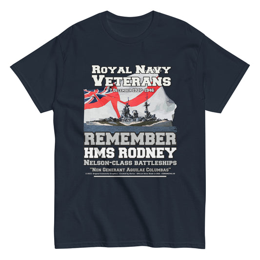 HMS RODNEY tee, HMS RODNEY Royal Navy Tee,HMS RODNEY Battleship Unisex T-Shirt, HMS RODNEY T-Shirt, comancha,