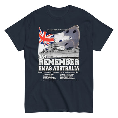 HMAS AUSTRALIA t-shirt, HMAS AUSTRALIA Royal Canadian Navy tee,HMAS AUSTRALIA D-84 Cruiser T-shirt, HMAS AUSTRALIA T-shirt, Comancha tees,