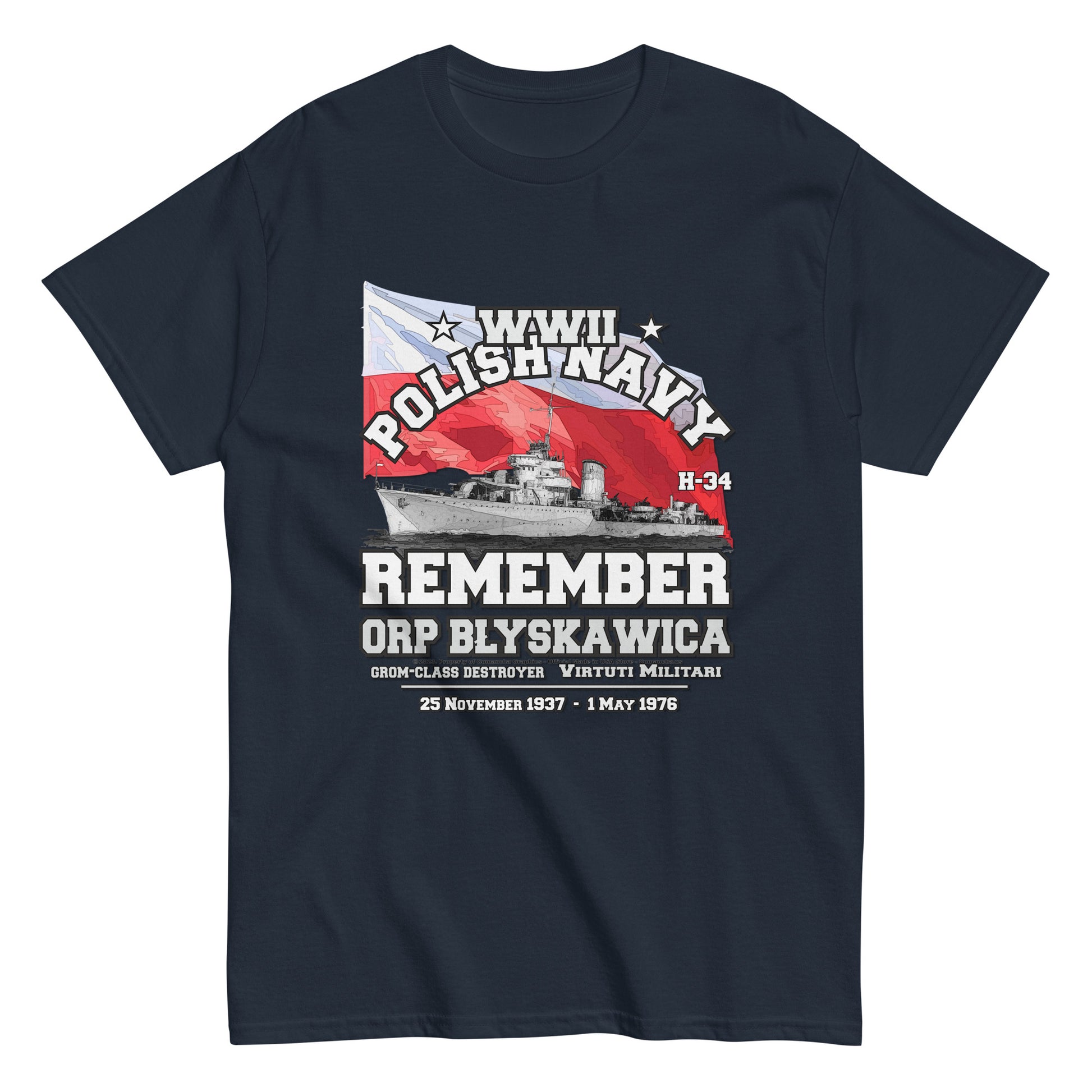 ORP BLYSKAWICA t-shirt, ORP BLYSKAWICA niszczyciel t-shirt,ORP BLYSKAWICA Polska Marynarka Wojenna T-Shirt, ORP BLYSKAWICA T-Shirt, comancha tee,