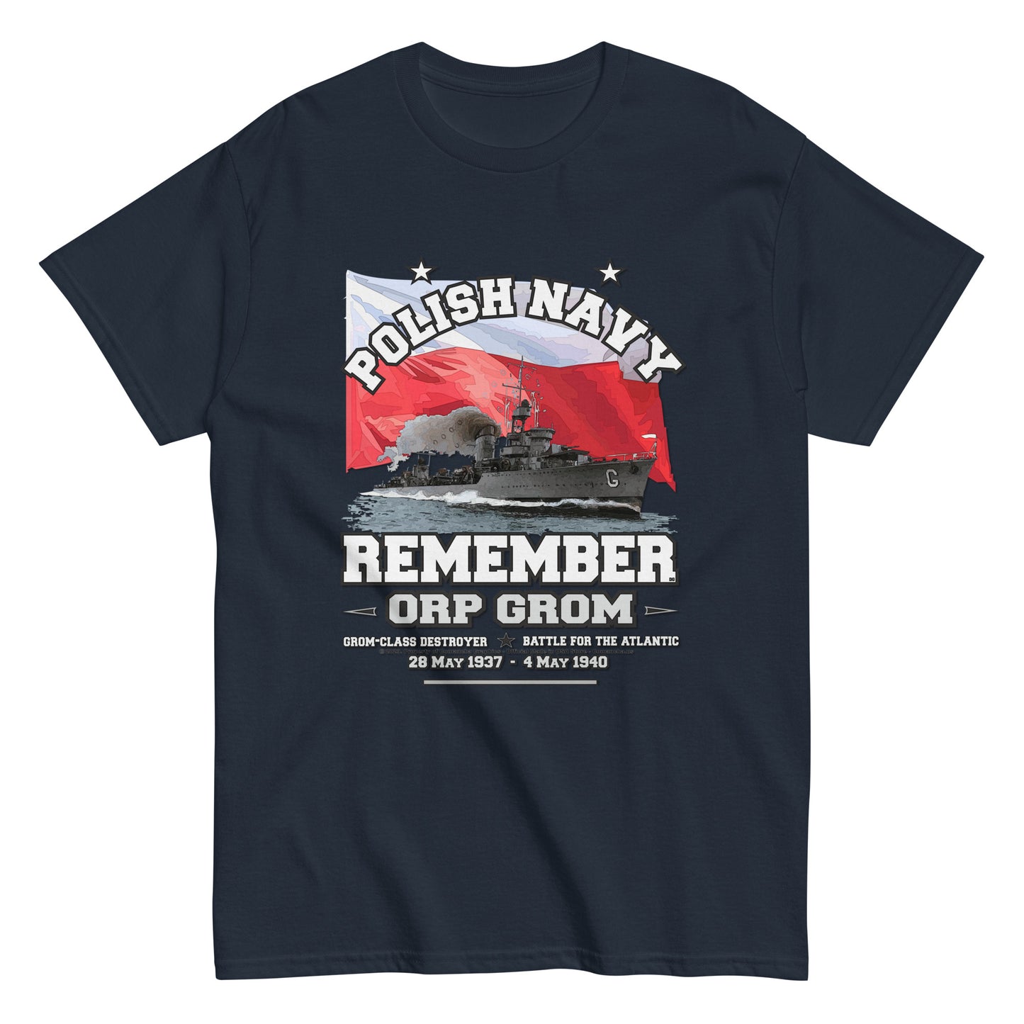 ORP GROM t-shirt, Polska Marynarka Wojenna t-shirt, ORP GROM Polish Navy t-shirt, Comancha Graphics Tee,