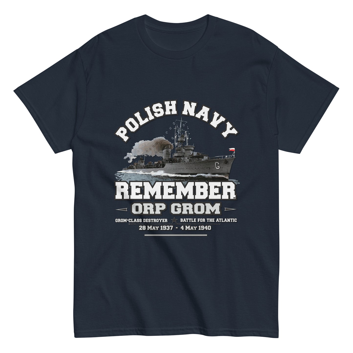 ORP GROM t-shirt, Polska Marynarka Wojenna t-shirt, ORP GROM Polish Navy t-shirt, Comancha Graphics Tee,