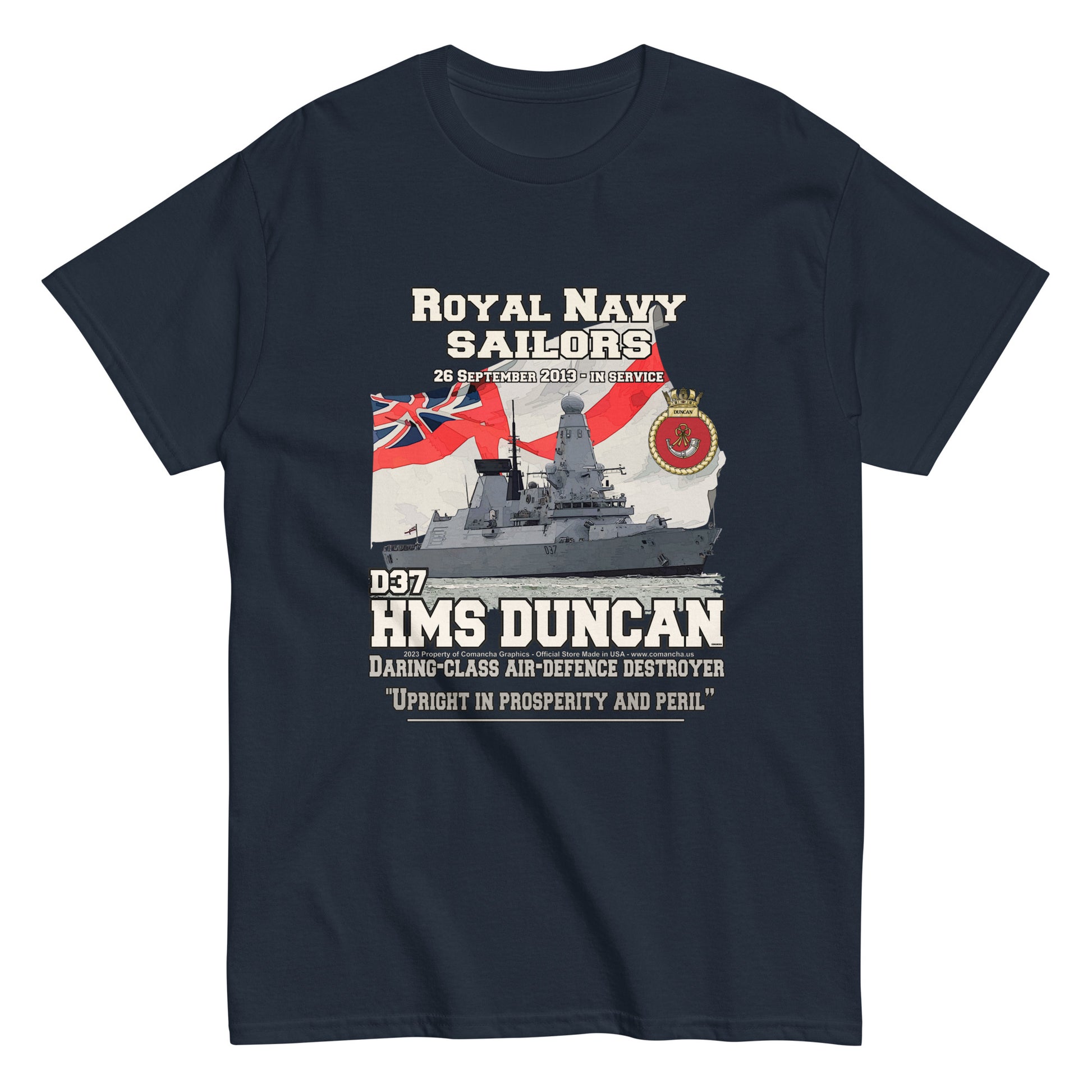 HMS DUNCAN veterans tee, HMS DUNCAN tee,HMS DUNCAN D37 t-shirt,Destroyer T-shirt, Comancha Graphics,